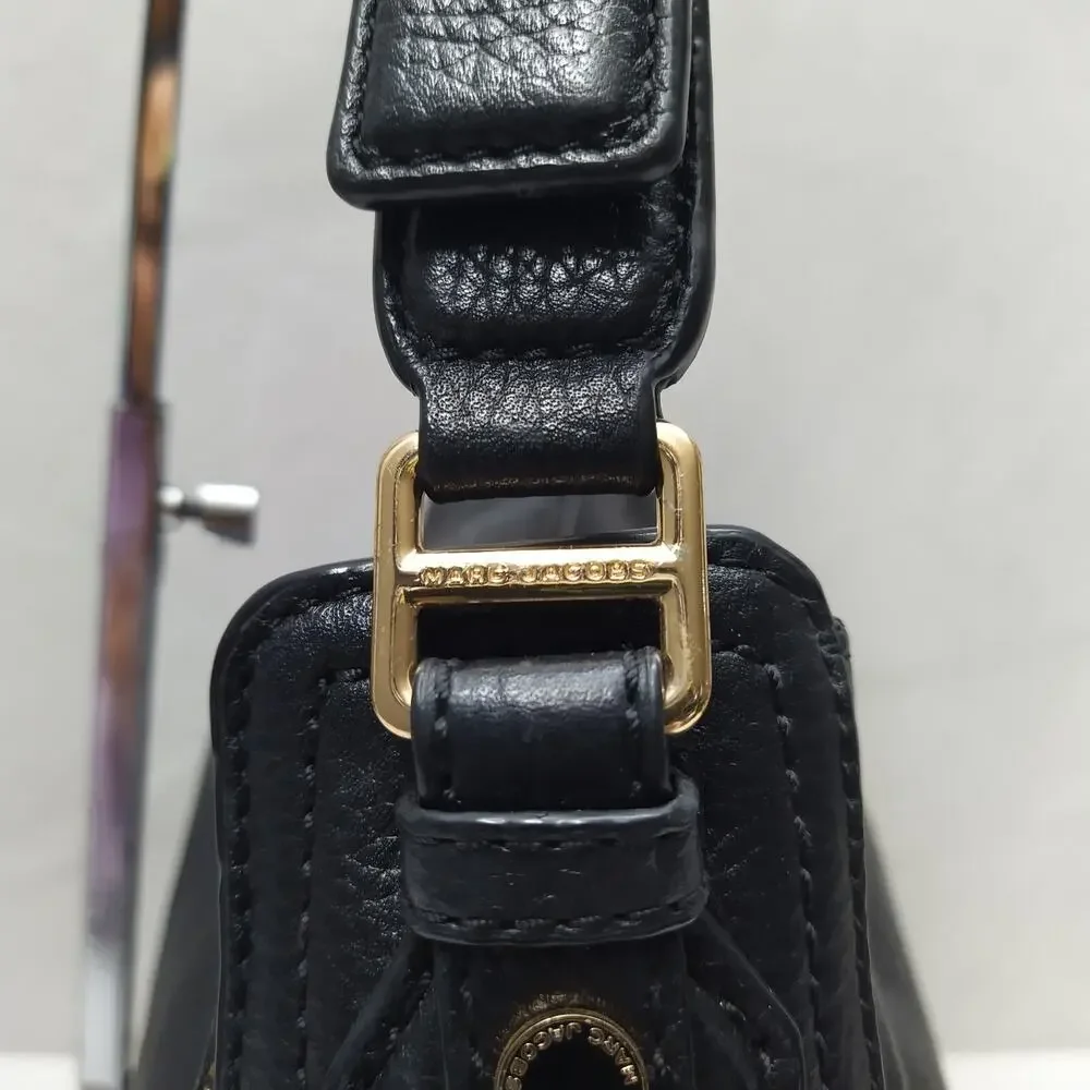 Marc Jacobs The Groove Black Pebbled Leather Flap Closure Hobo Shoulder Bag